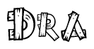 The clipart image shows the name Dra stylized to look as if it has been constructed out of wooden planks or logs. Each letter is designed to resemble pieces of wood.