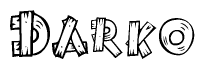 The clipart image shows the name Darko stylized to look like it is constructed out of separate wooden planks or boards, with each letter having wood grain and plank-like details.