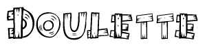 The clipart image shows the name Doulette stylized to look like it is constructed out of separate wooden planks or boards, with each letter having wood grain and plank-like details.