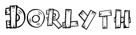 The clipart image shows the name Dorlyth stylized to look like it is constructed out of separate wooden planks or boards, with each letter having wood grain and plank-like details.