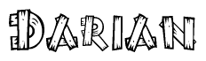 The clipart image shows the name Darian stylized to look like it is constructed out of separate wooden planks or boards, with each letter having wood grain and plank-like details.