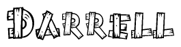 The clipart image shows the name Darrell stylized to look like it is constructed out of separate wooden planks or boards, with each letter having wood grain and plank-like details.