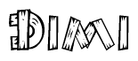 The clipart image shows the name Dimi stylized to look like it is constructed out of separate wooden planks or boards, with each letter having wood grain and plank-like details.