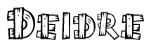 The image contains the name Deidre written in a decorative, stylized font with a hand-drawn appearance. The lines are made up of what appears to be planks of wood, which are nailed together