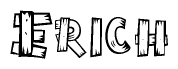 The clipart image shows the name Erich stylized to look like it is constructed out of separate wooden planks or boards, with each letter having wood grain and plank-like details.