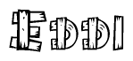 The clipart image shows the name Eddi stylized to look like it is constructed out of separate wooden planks or boards, with each letter having wood grain and plank-like details.