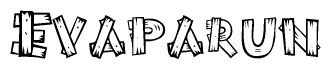 The clipart image shows the name Evaparun stylized to look like it is constructed out of separate wooden planks or boards, with each letter having wood grain and plank-like details.