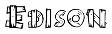 The image contains the name Edison written in a decorative, stylized font with a hand-drawn appearance. The lines are made up of what appears to be planks of wood, which are nailed together