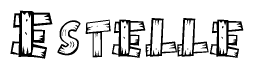The image contains the name Estelle written in a decorative, stylized font with a hand-drawn appearance. The lines are made up of what appears to be planks of wood, which are nailed together