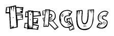The clipart image shows the name Fergus stylized to look like it is constructed out of separate wooden planks or boards, with each letter having wood grain and plank-like details.