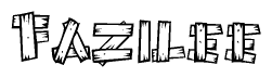 The image contains the name Fazilee written in a decorative, stylized font with a hand-drawn appearance. The lines are made up of what appears to be planks of wood, which are nailed together