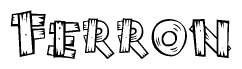 The clipart image shows the name Ferron stylized to look as if it has been constructed out of wooden planks or logs. Each letter is designed to resemble pieces of wood.