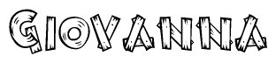 The image contains the name Giovanna written in a decorative, stylized font with a hand-drawn appearance. The lines are made up of what appears to be planks of wood, which are nailed together