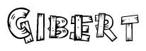 The image contains the name Gibert written in a decorative, stylized font with a hand-drawn appearance. The lines are made up of what appears to be planks of wood, which are nailed together