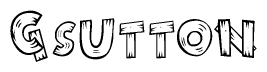 The clipart image shows the name Gsutton stylized to look like it is constructed out of separate wooden planks or boards, with each letter having wood grain and plank-like details.