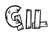 The clipart image shows the name Gil stylized to look as if it has been constructed out of wooden planks or logs. Each letter is designed to resemble pieces of wood.