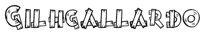 The clipart image shows the name Gilhgallardo stylized to look like it is constructed out of separate wooden planks or boards, with each letter having wood grain and plank-like details.