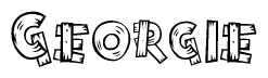 The clipart image shows the name Georgie stylized to look as if it has been constructed out of wooden planks or logs. Each letter is designed to resemble pieces of wood.