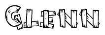 The image contains the name Glenn written in a decorative, stylized font with a hand-drawn appearance. The lines are made up of what appears to be planks of wood, which are nailed together