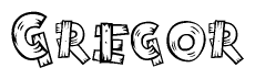 The clipart image shows the name Gregor stylized to look as if it has been constructed out of wooden planks or logs. Each letter is designed to resemble pieces of wood.
