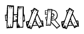 The clipart image shows the name Hara stylized to look like it is constructed out of separate wooden planks or boards, with each letter having wood grain and plank-like details.