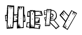 The clipart image shows the name Hery stylized to look like it is constructed out of separate wooden planks or boards, with each letter having wood grain and plank-like details.