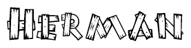 The clipart image shows the name Herman stylized to look as if it has been constructed out of wooden planks or logs. Each letter is designed to resemble pieces of wood.