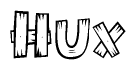 The clipart image shows the name Hux stylized to look like it is constructed out of separate wooden planks or boards, with each letter having wood grain and plank-like details.