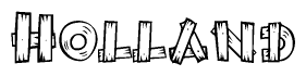 The clipart image shows the name Holland stylized to look like it is constructed out of separate wooden planks or boards, with each letter having wood grain and plank-like details.