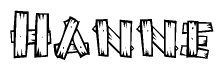 The clipart image shows the name Hanne stylized to look like it is constructed out of separate wooden planks or boards, with each letter having wood grain and plank-like details.