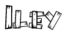 The image contains the name Iley written in a decorative, stylized font with a hand-drawn appearance. The lines are made up of what appears to be planks of wood, which are nailed together