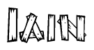 The clipart image shows the name Iain stylized to look like it is constructed out of separate wooden planks or boards, with each letter having wood grain and plank-like details.