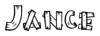 The clipart image shows the name Jance stylized to look like it is constructed out of separate wooden planks or boards, with each letter having wood grain and plank-like details.