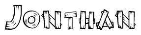 The clipart image shows the name Jonthan stylized to look like it is constructed out of separate wooden planks or boards, with each letter having wood grain and plank-like details.