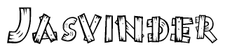 The clipart image shows the name Jasvinder stylized to look like it is constructed out of separate wooden planks or boards, with each letter having wood grain and plank-like details.