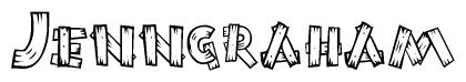 The clipart image shows the name Jenngraham stylized to look like it is constructed out of separate wooden planks or boards, with each letter having wood grain and plank-like details.