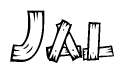 The clipart image shows the name Jal stylized to look like it is constructed out of separate wooden planks or boards, with each letter having wood grain and plank-like details.