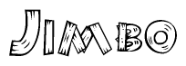 The clipart image shows the name Jimbo stylized to look like it is constructed out of separate wooden planks or boards, with each letter having wood grain and plank-like details.