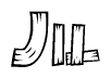 The image contains the name Jil written in a decorative, stylized font with a hand-drawn appearance. The lines are made up of what appears to be planks of wood, which are nailed together