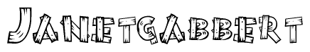 The clipart image shows the name Janetgabbert stylized to look like it is constructed out of separate wooden planks or boards, with each letter having wood grain and plank-like details.