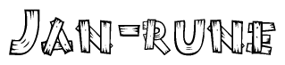 The clipart image shows the name Jan-rune stylized to look as if it has been constructed out of wooden planks or logs. Each letter is designed to resemble pieces of wood.