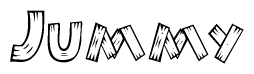 The clipart image shows the name Jummy stylized to look like it is constructed out of separate wooden planks or boards, with each letter having wood grain and plank-like details.