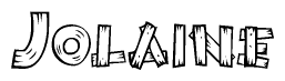 The clipart image shows the name Jolaine stylized to look as if it has been constructed out of wooden planks or logs. Each letter is designed to resemble pieces of wood.