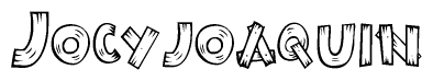 The clipart image shows the name Jocyjoaquin stylized to look like it is constructed out of separate wooden planks or boards, with each letter having wood grain and plank-like details.