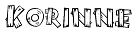 The clipart image shows the name Korinne stylized to look like it is constructed out of separate wooden planks or boards, with each letter having wood grain and plank-like details.