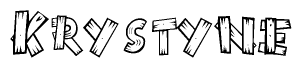 The clipart image shows the name Krystyne stylized to look like it is constructed out of separate wooden planks or boards, with each letter having wood grain and plank-like details.