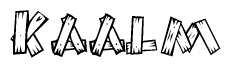 The clipart image shows the name Kaalm stylized to look as if it has been constructed out of wooden planks or logs. Each letter is designed to resemble pieces of wood.