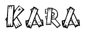 The clipart image shows the name Kara stylized to look like it is constructed out of separate wooden planks or boards, with each letter having wood grain and plank-like details.