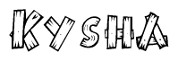 The clipart image shows the name Kysha stylized to look as if it has been constructed out of wooden planks or logs. Each letter is designed to resemble pieces of wood.