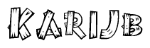 The clipart image shows the name Karijb stylized to look like it is constructed out of separate wooden planks or boards, with each letter having wood grain and plank-like details.